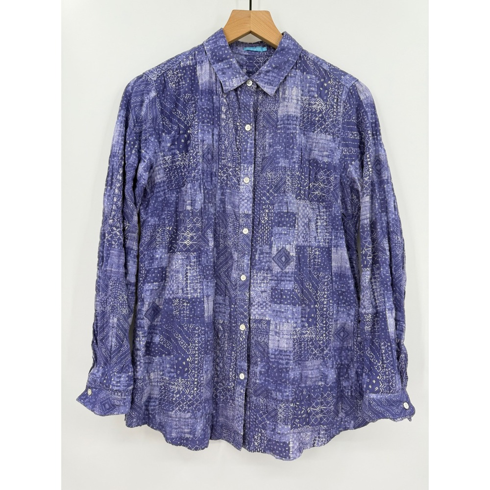 J.McLaughlin Shirt Womens Small Blue Button Down Long‎ Sleeve Read